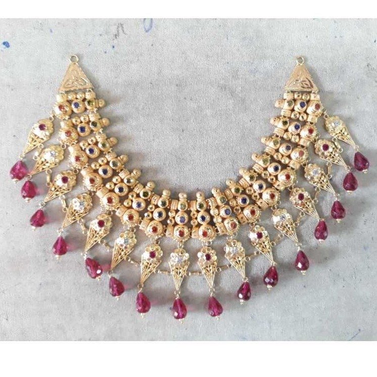 Fancy darbari gold necklace set